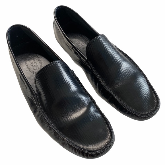 Tod's ✦ Gommino Driving Shoes Slip On Loafer ✦ Black Textured Leather ✦ UK9 US10 - Picture 2 of 16